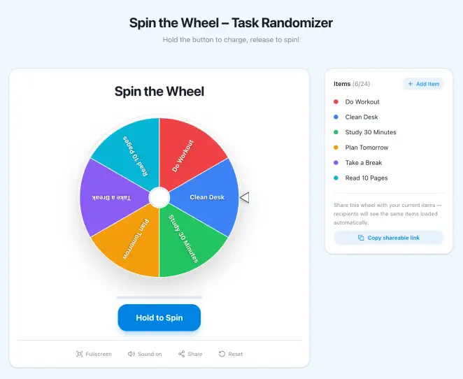 Spin the Wheel – Task Randomizer